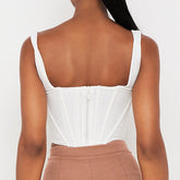 White Square Neck Cropped Corset Top